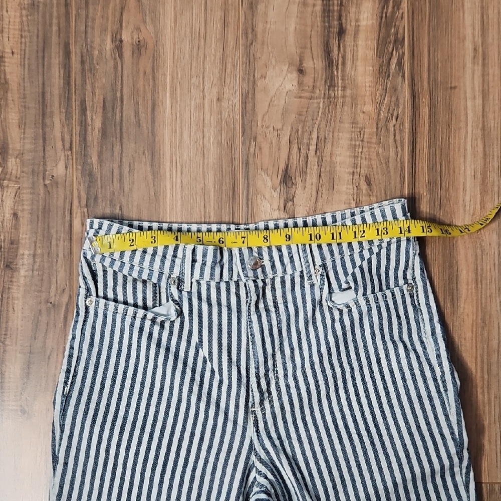 Zara Navy and White Striped Women's Jeans Size 8 - Picture 7 of 10